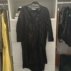 Zara Oversized tiered ruffle shirt dress in black